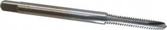 Made in USA - #4-40 UNC, 2 Flute, Chrome Finish, High Speed Steel Spiral Point Tap - Plug Chamfer, Right Hand Thread, 1-7/8" OAL, 9/16" Thread Length, 0.141" Shank Diam, 2B/3B Class of Fit - Exact Tooling