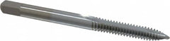 Made in USA - #10-24 UNC, 2 Flute, Chrome Finish, High Speed Steel Spiral Point Tap - Plug Chamfer, Right Hand Thread, 2-3/8" OAL, 7/8" Thread Length, 0.194" Shank Diam, 2B/3B Class of Fit - Exact Tooling