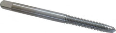 Made in USA - #10-32 UNF, 2 Flute, Chrome Finish, High Speed Steel Spiral Point Tap - Plug Chamfer, Right Hand Thread, 2-3/8" OAL, 7/8" Thread Length, 0.194" Shank Diam, 2B Class of Fit - Exact Tooling