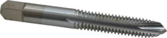 Made in USA - 3/8-16 UNC, 3 Flute, Chrome Finish, High Speed Steel Spiral Point Tap - Plug Chamfer, Right Hand Thread, 2-15/16" OAL, 1-1/4" Thread Length, 0.381" Shank Diam - Exact Tooling