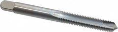 Made in USA - 1/4-28 UNF, 2 Flute, Chrome Finish, High Speed Steel Spiral Point Tap - Plug Chamfer, Right Hand Thread, 2-1/2" OAL, 1" Thread Length, 0.255" Shank Diam, 3B Class of Fit - Exact Tooling