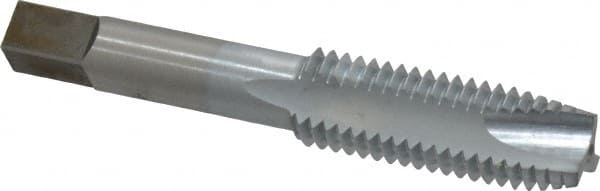 Made in USA - 5/8-11 UNC, 3 Flute, Chrome Finish, High Speed Steel Spiral Point Tap - Plug Chamfer, Right Hand Thread, 3-13/16" OAL, 1-13/16" Thread Length, 0.48" Shank Diam, 3B Class of Fit - Exact Tooling