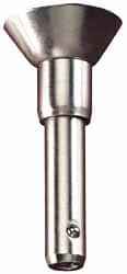 Jergens - 3/8" Diam, 4" Usable Length, Button Handle, Push Button Quick Release Pin - 5-13/32" Overall Length, Grade 17-4 Stainless Steel, Passivated Finish - Exact Tooling