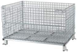 Nashville Wire - 48" Long x 40" Wide x 30" High Steel Basket-Style Bulk Folding Wire Stackable Container - 4,000 Lb. Load Capacity - Exact Tooling
