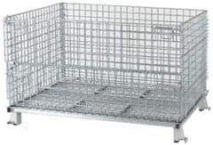 Nashville Wire - 48" Long x 40" Wide x 30" High Steel Basket-Style Bulk Folding Wire Stackable Container - 4,000 Lb. Load Capacity - Exact Tooling