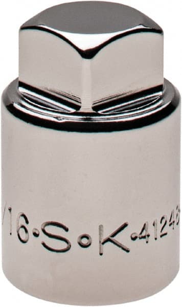 SK - 1/2" Drive, 9/16" Socket, Male Pipe Plug Socket - 4 Points, 1-3/8" OAL - Exact Tooling