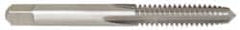 Interstate - 1/4-18 UNS 3B 4 Flute Bright Finish High Speed Steel Straight Flute Standard Hand Tap - Plug, Right Hand Thread, 2-1/2" OAL, H3 Limit, Oversize - Exact Tooling