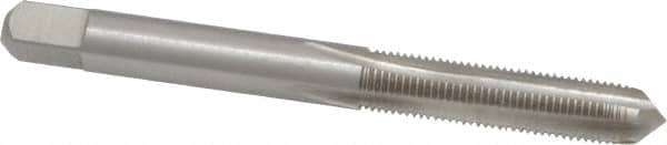 Interstate - 1/4-36 UNS 4 Flute Bright Finish High Speed Steel Straight Flute Standard Hand Tap - Plug, Right Hand Thread, 2-1/2" OAL, H2 Limit, Oversize - Exact Tooling