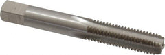Interstate - 3/8-18 UNS 3B 4 Flute Bright Finish High Speed Steel Straight Flute Standard Hand Tap - Bottoming, Right Hand Thread, 2-15/16" OAL, H3 Limit, Oversize - Exact Tooling