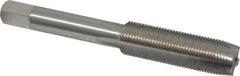 Interstate - 7/16-27 UNS 3B 4 Flute Bright Finish High Speed Steel Straight Flute Standard Hand Tap - Plug, Right Hand Thread, 3-5/32" OAL, H3 Limit, Oversize - Exact Tooling