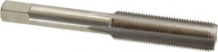 Interstate - 7/16-27 UNS 3B 4 Flute Bright Finish High Speed Steel Straight Flute Standard Hand Tap - Bottoming, Right Hand Thread, 3-5/32" OAL, H3 Limit, Oversize - Exact Tooling