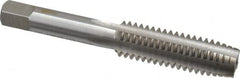Interstate - 1/2-12 UNS 3B 4 Flute Bright Finish High Speed Steel Straight Flute Standard Hand Tap - Plug, Right Hand Thread, 3-3/8" OAL, H3 Limit, Oversize - Exact Tooling