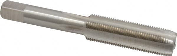 Interstate - 1/2-24 UNS 3B 4 Flute Bright Finish High Speed Steel Straight Flute Standard Hand Tap - Plug, Right Hand Thread, 3-3/8" OAL, H3 Limit, Oversize - Exact Tooling