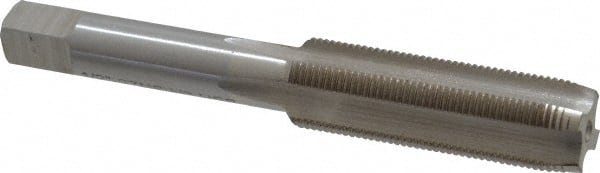 Interstate - 1/2-27 UNS 3B 4 Flute Bright Finish High Speed Steel Straight Flute Standard Hand Tap - Plug, Right Hand Thread, 3-3/8" OAL, H3 Limit, Oversize - Exact Tooling