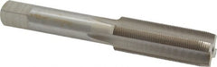 Interstate - 9/16-32 UNS 3B 4 Flute Bright Finish High Speed Steel Straight Flute Standard Hand Tap - Plug, Right Hand Thread, 3-19/32" OAL, H3 Limit, Oversize - Exact Tooling