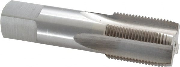 Interstate - 1-1/16 - 14 UNS 3B 4 Flute Bright Finish High Speed Steel Straight Flute Standard Hand Tap - Plug, Right Hand Thread, 5-1/8" OAL, H4 Limit, Oversize - Exact Tooling