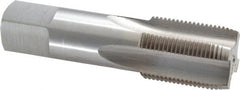 Interstate - 1-1/16 - 14 UNS 3B 4 Flute Bright Finish High Speed Steel Straight Flute Standard Hand Tap - Plug, Right Hand Thread, 5-1/8" OAL, H4 Limit, Oversize - Exact Tooling