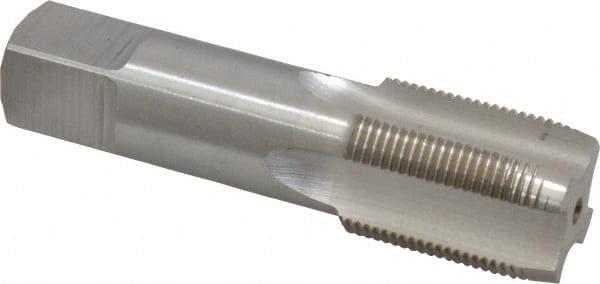 Interstate - 1-1/16 - 16 UNS 3B 4 Flute Bright Finish High Speed Steel Straight Flute Standard Hand Tap - Plug, Right Hand Thread, 4" OAL, H4 Limit, Oversize - Exact Tooling