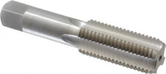 Interstate - 1-1/8 - 8 UNS 4 Flute Bright Finish High Speed Steel Straight Flute Standard Hand Tap - Bottoming, Right Hand Thread, 5-7/16" OAL, 2-9/16" Thread Length, H5 Limit, Oversize - Exact Tooling