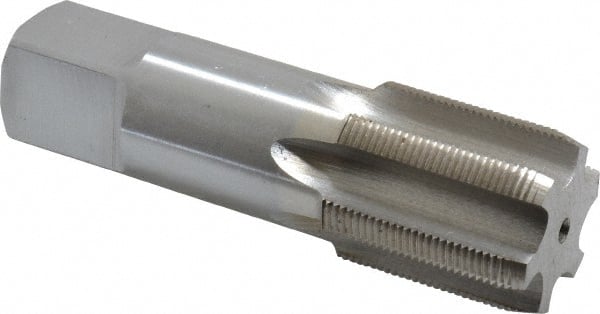 Interstate - 1-3/16 - 20 UNS 3B 6 Flute Bright Finish High Speed Steel Straight Flute Standard Hand Tap - Plug, Right Hand Thread, 4" OAL, H4 Limit, Oversize - Exact Tooling