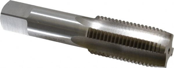 Interstate - 1-1/4 - 8 UNS 4 Flute Bright Finish High Speed Steel Straight Flute Standard Hand Tap - Plug, Right Hand Thread, 5-3/4" OAL, 2-9/16" Thread Length, H5 Limit, Oversize - Exact Tooling