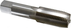 Interstate - 1-1/4 - 8 UNS 4 Flute Bright Finish High Speed Steel Straight Flute Standard Hand Tap - Plug, Right Hand Thread, 5-3/4" OAL, 2-9/16" Thread Length, H5 Limit, Oversize - Exact Tooling