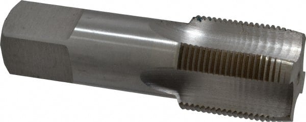 Interstate - 1-1/4 - 14 UNS 3B 4 Flute Bright Finish High Speed Steel Straight Flute Standard Hand Tap - Plug, Right Hand Thread, 4" OAL, H4 Limit, Oversize - Exact Tooling