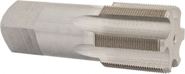 Interstate - 1-7/16 - 20 UNS 3B 6 Flute Bright Finish High Speed Steel Straight Flute Standard Hand Tap - Bottoming, Right Hand Thread, 4" OAL, H4 Limit, Oversize - Exact Tooling