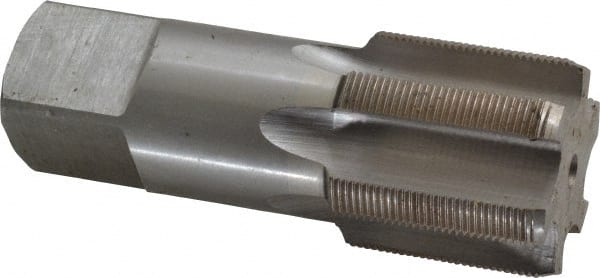 Interstate - 1-1/2 - 20 UNS 3B 6 Flute Bright Finish High Speed Steel Straight Flute Standard Hand Tap - Bottoming, Right Hand Thread, 4" OAL, H4 Limit, Oversize - Exact Tooling