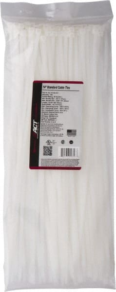 Made in USA - 14-1/4" Long Natural (Color) Nylon Standard Cable Tie - Exact Tooling