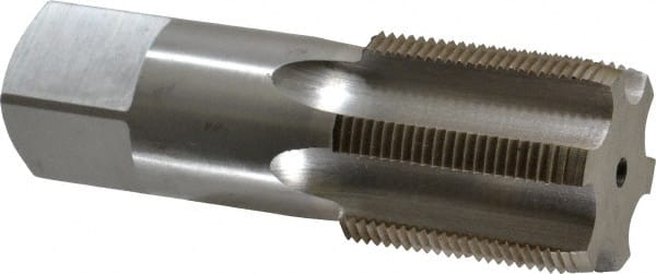 Interstate - 1-3/4 - 12 UNS 6 Flute Bright Finish High Speed Steel Straight Flute Standard Hand Tap - Plug, Right Hand Thread, 5" OAL, 2" Thread Length, H6 Limit, Oversize - Exact Tooling
