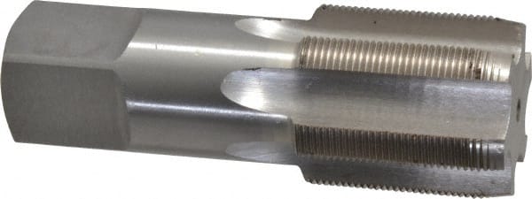 Interstate - 1-3/4 - 16 UNS 3B 6 Flute Bright Finish High Speed Steel Straight Flute Standard Hand Tap - Plug, Right Hand Thread, 5" OAL, H4 Limit, Oversize - Exact Tooling