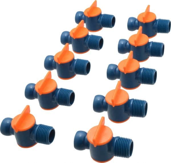Loc-Line - 10 Piece, 1/2" ID Coolant Hose NPT Valve - Male to Female Connection, Acetal Copolymer Body, 1/2 NPT, Use with Loc-Line Modular Hose Systems - Exact Tooling