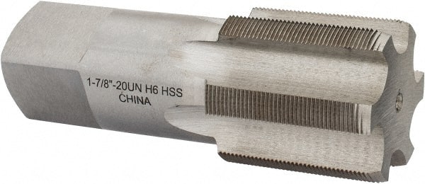 Interstate - 1-7/8 - 20 UNS 3B 6 Flute Bright Finish High Speed Steel Straight Flute Standard Hand Tap - Bottoming, Right Hand Thread, 5" OAL, H6 Limit, Oversize - Exact Tooling