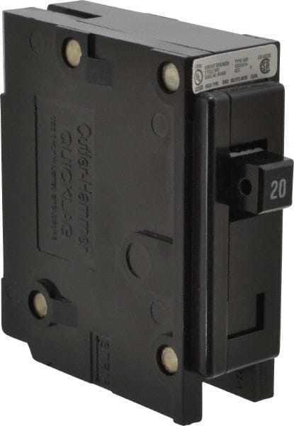 Eaton Cutler-Hammer - 20 Amp, 120/240 VAC, 24 VDC, 48 VDC, 80 VDC, 1 Pole, Plug In Miniature Circuit Breaker - Thermal Magnetic Trip, 14-4 AWG, 2-3/8 Inch Deep x 2-15/16 Inch High x 1 Inch Wide - Exact Tooling