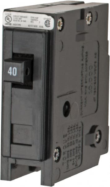 Eaton Cutler-Hammer - 40 Amp, 120/240 VAC, 24 VDC, 48 VDC, 80 VDC, 1 Pole, Plug In Miniature Circuit Breaker - Thermal Magnetic Trip, 14-4 AWG, 2-3/8 Inch Deep x 2-15/16 Inch High x 1 Inch Wide - Exact Tooling