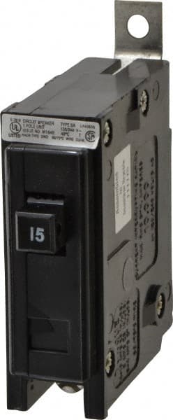 Eaton Cutler-Hammer - 15 Amp, 120/240 VAC, 24 VDC, 48 VDC, 80 VDC, 1 Pole, Bolt On Miniature Circuit Breaker - Thermal Magnetic Trip, 14-4 AWG, 2-3/8 Inch Deep x 2-15/16 Inch High x 1 Inch Wide - Exact Tooling