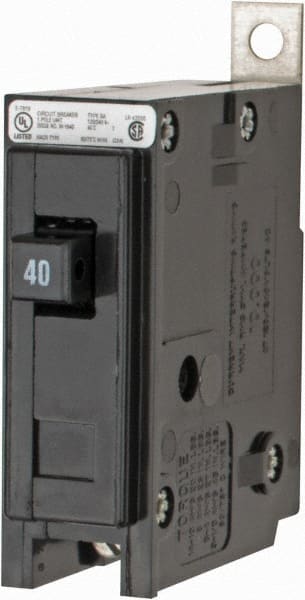 Eaton Cutler-Hammer - 40 Amp, 120/240 VAC, 24 VDC, 48 VDC, 80 VDC, 1 Pole, Bolt On Miniature Circuit Breaker - Thermal Magnetic Trip, 14-4 AWG, 2-3/8 Inch Deep x 2-15/16 Inch High x 1 Inch Wide - Exact Tooling