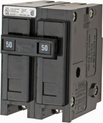 Eaton Cutler-Hammer - 50 Amp, 120/240 VAC, 24 VDC, 48 VDC, 80 VDC, 2 Pole, Plug In Miniature Circuit Breaker - Thermal Magnetic Trip, 14-4 AWG, 2-3/8 Inch Deep x 2-15/16 Inch High x 2 Inch Wide - Exact Tooling
