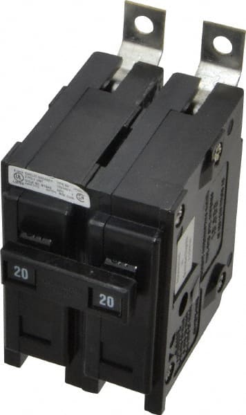 Eaton Cutler-Hammer - 20 Amp, 120/240 VAC, 2 Pole, Bolt On Miniature Circuit Breaker - Thermal Magnetic Trip, 14-4 AWG, 2-3/8 Inch Deep x 2-15/16 Inch High x 2 Inch Wide - Exact Tooling