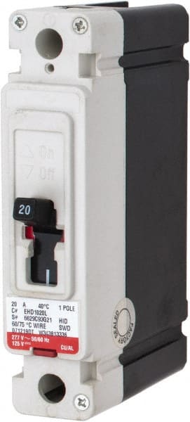 Eaton Cutler-Hammer - 20 Amp, 125 VDC, 240 VAC, 1 Pole, Molded Case Circuit Breaker - Thermal Magnetic Trip, 18 kA at 240 VAC Breaking Capacity, 14-1/0 AWG, 3-3/8 Inch Deep x 6 Inch High x 4-1/8 Inch Wide - Exact Tooling