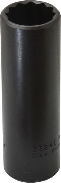 Proto - 3/4", 1/2" Drive, Deep Hand Socket - 12 Points, 3-1/4" OAL, Alloy Steel, Black Finish - Exact Tooling