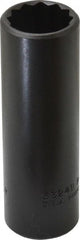 Proto - 3/4", 1/2" Drive, Deep Hand Socket - 12 Points, 3-1/4" OAL, Alloy Steel, Black Finish - Exact Tooling