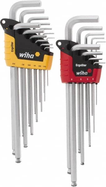 Wiha - 22 Piece L-Key Combo Hex Key Set - Hex Range 1/2 to 3/8", Chrome Vanadium Molybdenum - Exact Tooling