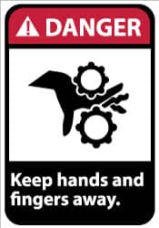 NMC - "Danger - Keep Hands and Fingers Away", 14" Long x 10" Wide, Rigid Plastic Safety Sign - Rectangle, 0.05" Thick, Use for Accident Prevention - Exact Tooling