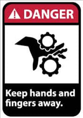 NMC - "Danger - Keep Hands and Fingers Away", 14" Long x 10" Wide, Rigid Plastic Safety Sign - Rectangle, 0.05" Thick, Use for Accident Prevention - Exact Tooling