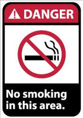 NMC - "Danger - No Smoking in This Area", 14" Long x 10" Wide, Pressure-Sensitive Vinyl Safety Sign - Rectangle, 0.004" Thick, Use for Accident Prevention - Exact Tooling