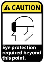 NMC - "Caution - Eye Protection Required Beyond This Point", 14" Long x 10" Wide, Aluminum Safety Sign - Rectangle, 0.04" Thick, Use for Accident Prevention - Exact Tooling