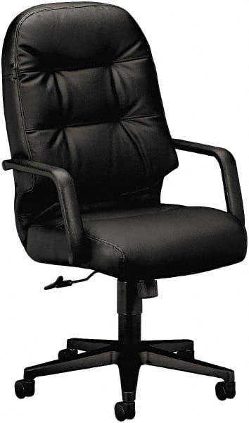 Hon - 25" High Pneumatic Height Adjustable Chair - 22" Wide x 18" Deep, Leather, Memory Foam Seat, Black - Exact Tooling