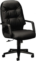 Hon - 25" High Pneumatic Height Adjustable Chair - 22" Wide x 18" Deep, Leather, Memory Foam Seat, Black - Exact Tooling